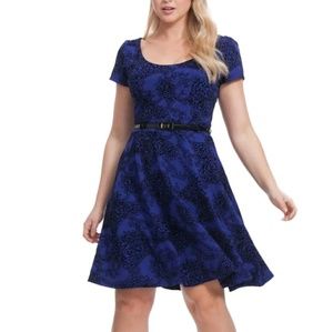 City Chic Purple Flocked Velvet Dress XL 22